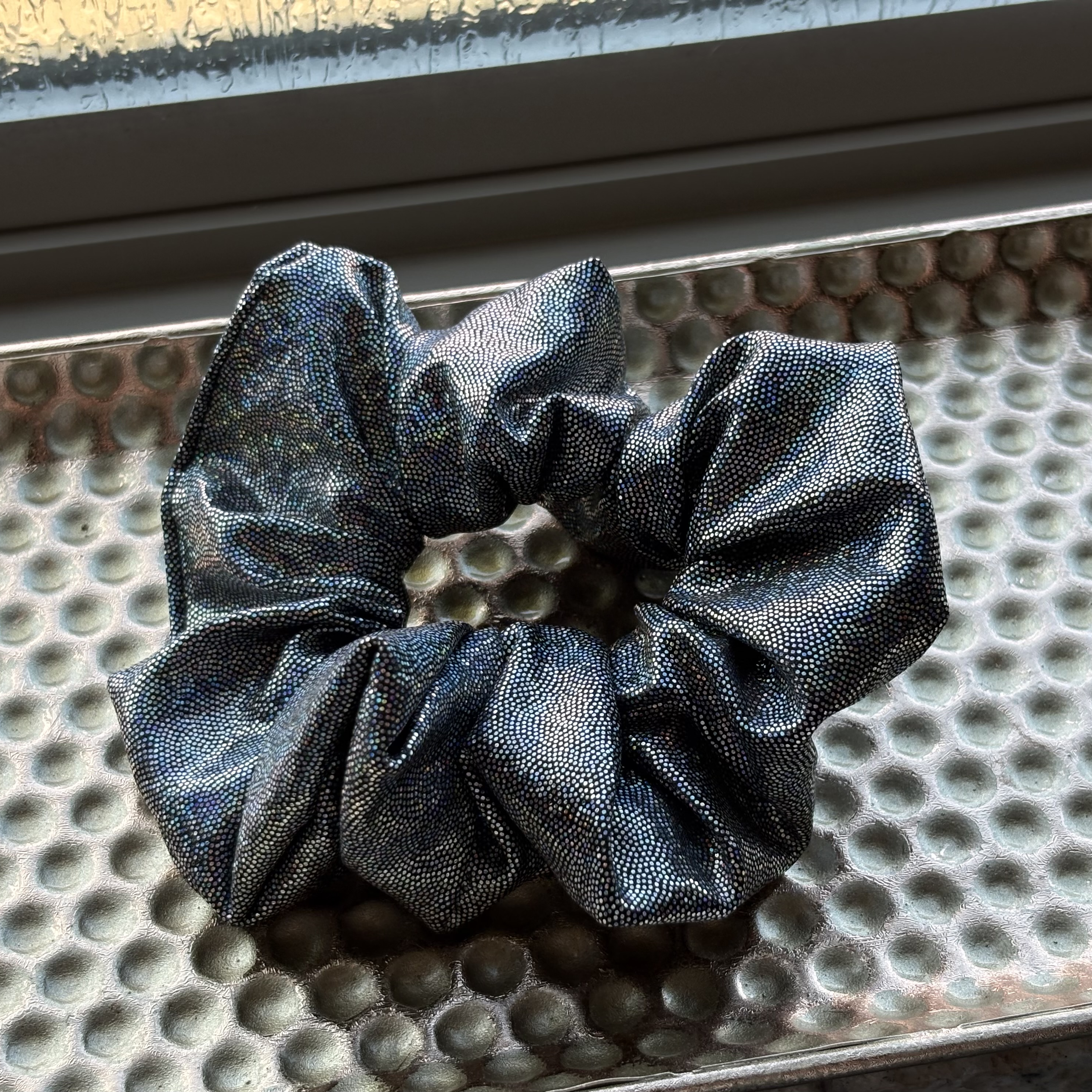 Scrunchie Black Holographic Knit