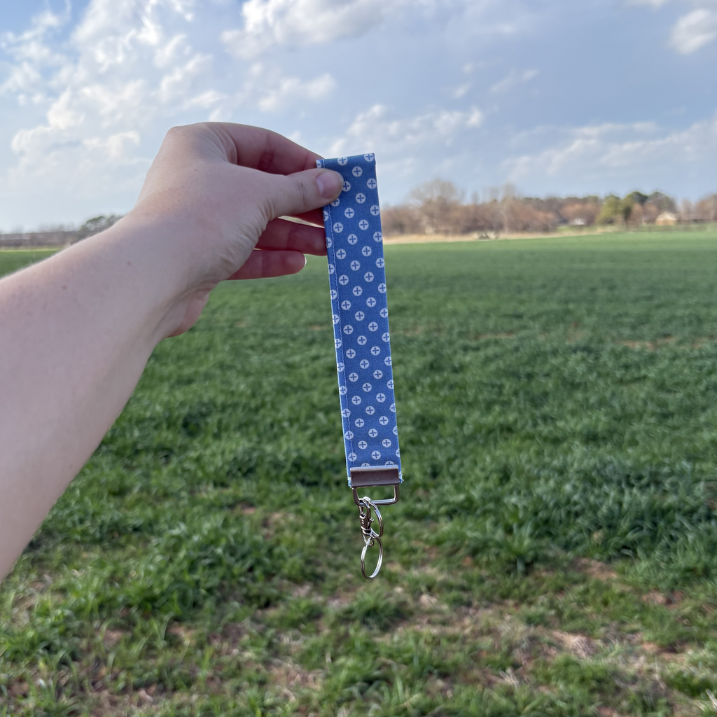 Keychain Blue with White Dots