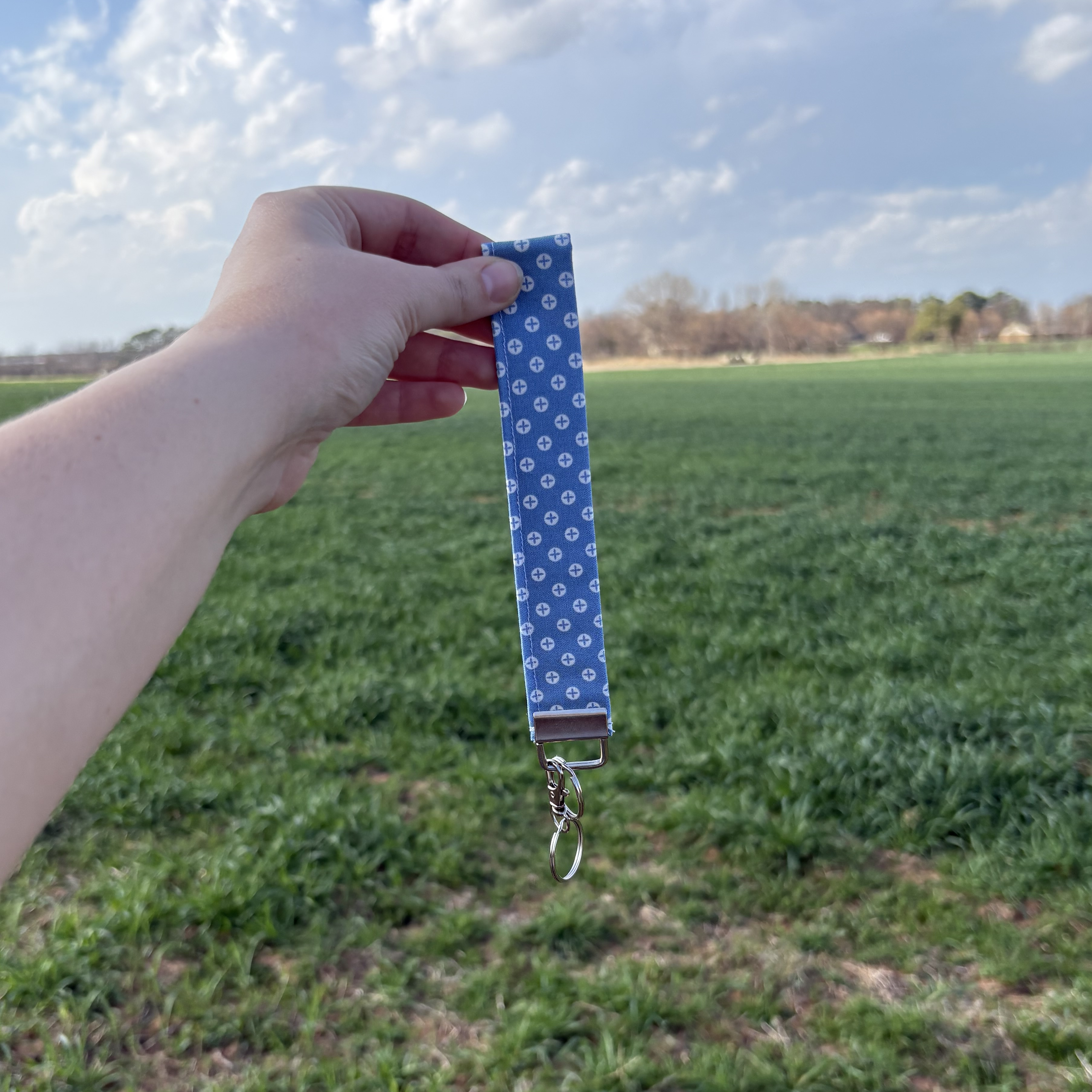 Keychain Blue with White Dots
