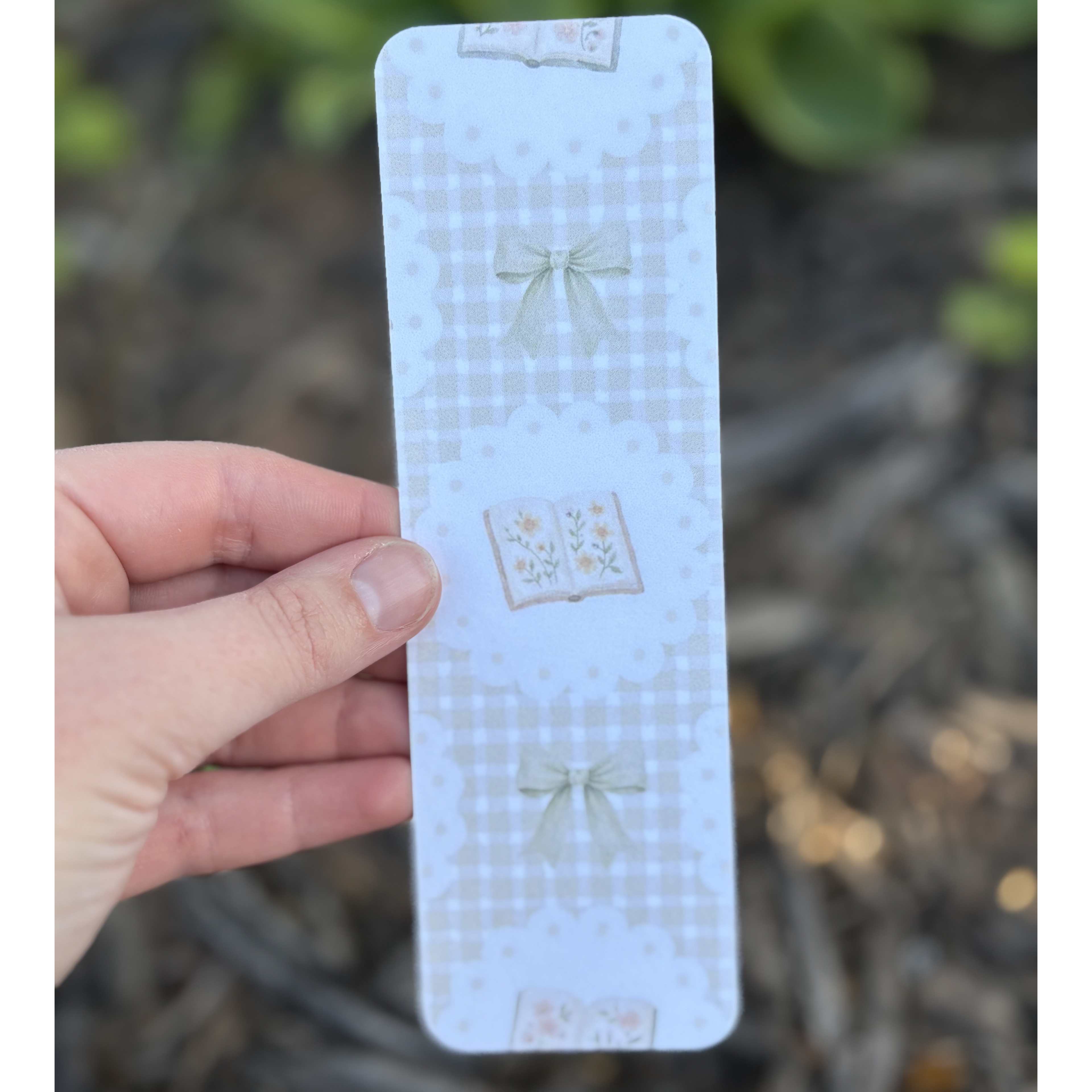 Bookmark Green Gingham Green Bows