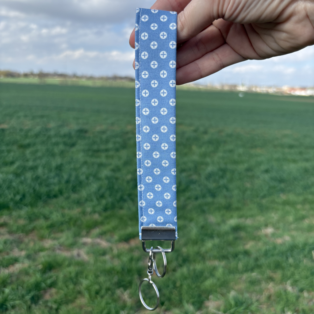 Keychain Blue with White Dots