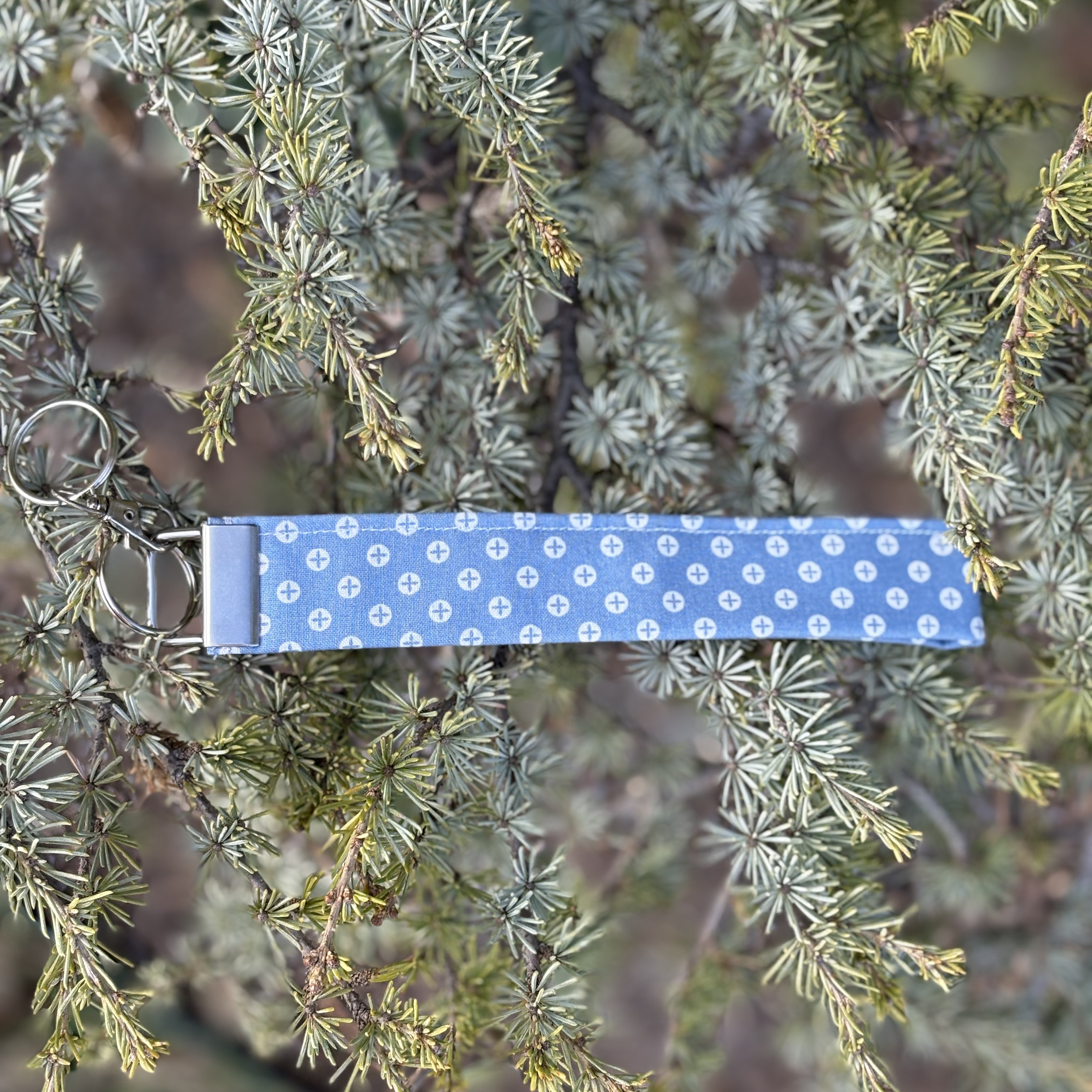 Keychain Blue with White Dots