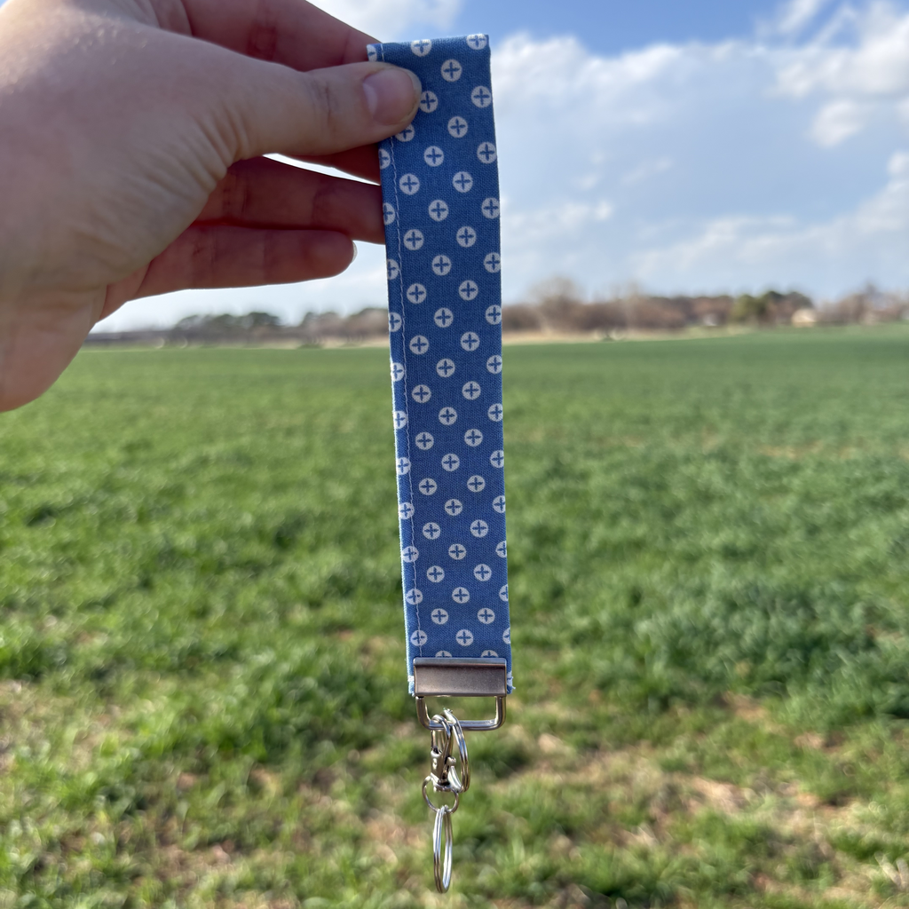 Keychain Blue with White Dots