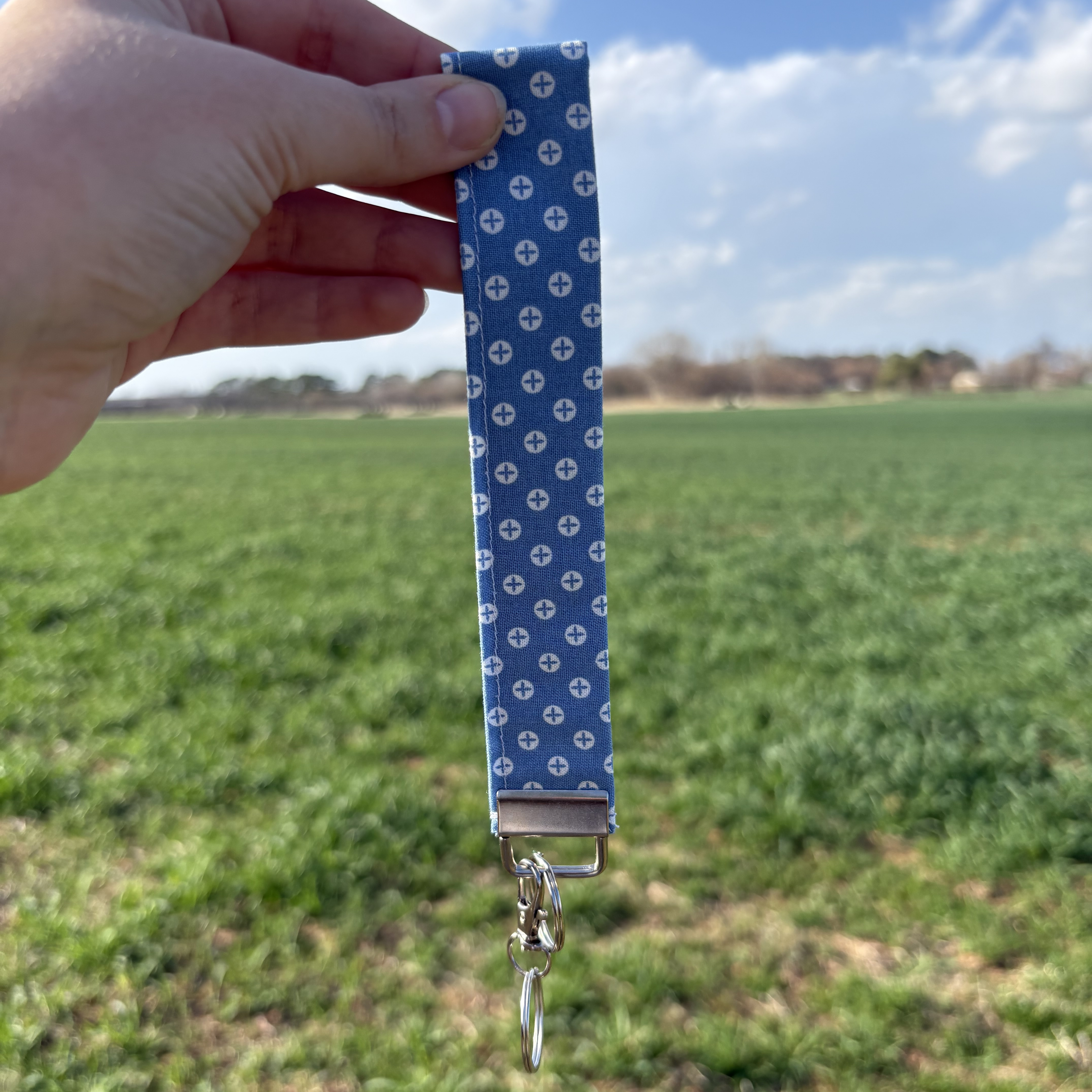 Keychain Blue with White Dots