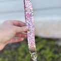 Keychain White with Pink Floral