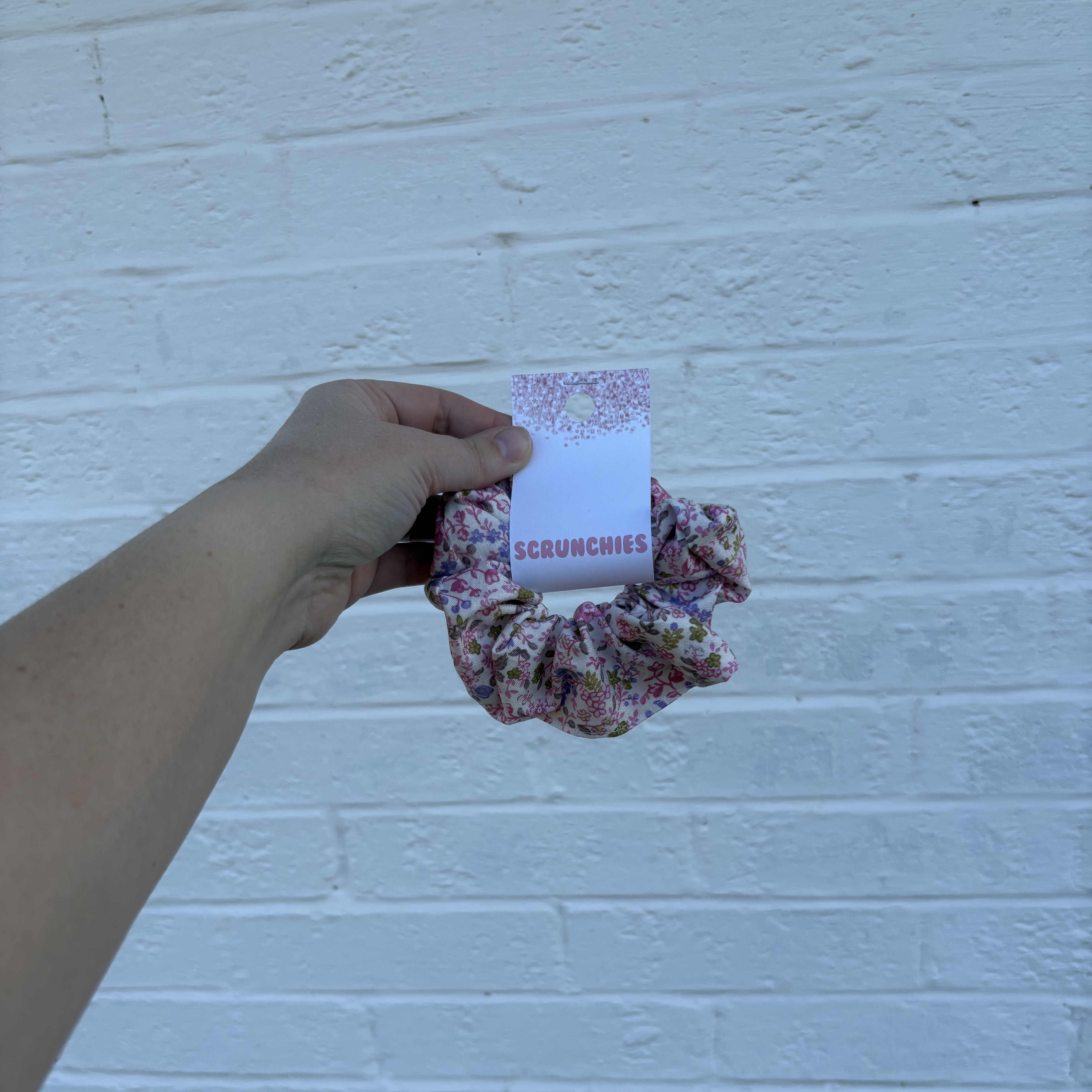Scrunchie White with Pink Floral